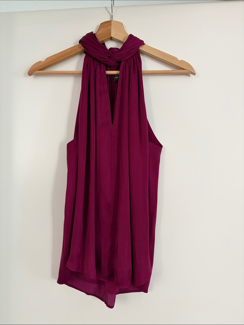 Sleeveless Knot-Neck Chiffon Tank Top - Burgundy